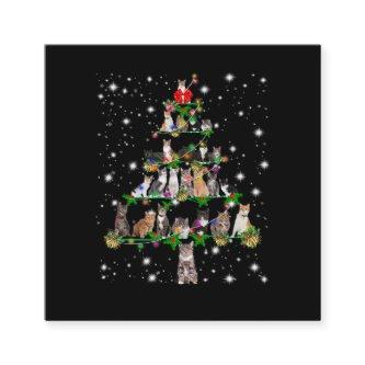 Funny Cats Christmas Tree Tee Ornament Decor Gift Square
