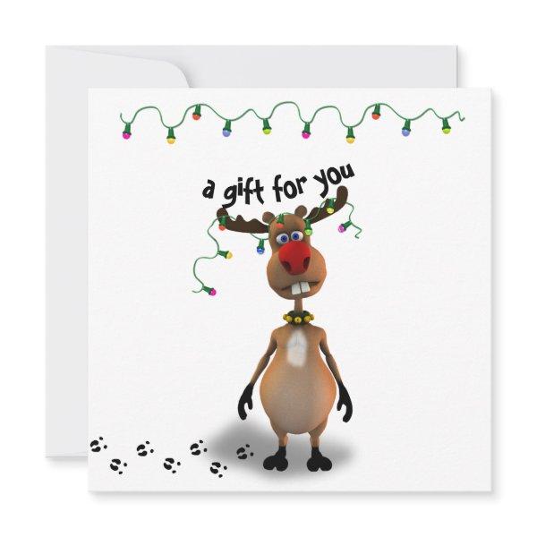 Funny Christmas Red Nosed Reindeer Gift Card