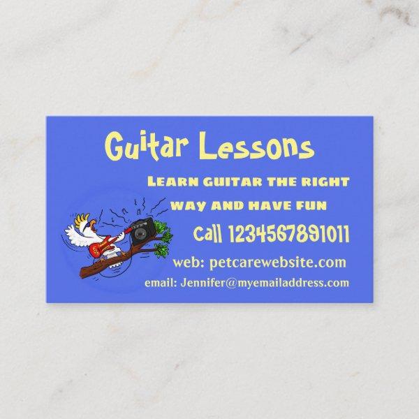 Funny cockatoo playing rock guitar cartoon