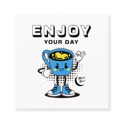 Funny Coffee Retro Mascot -2 Square