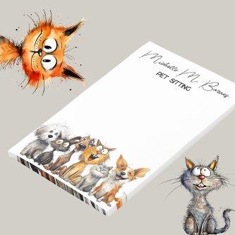 Funny Crazy Cats Dogs Pet Sitter Business Post-it Notes