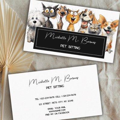 Funny Crazy Cats Dogs Pet Sitter Modern White