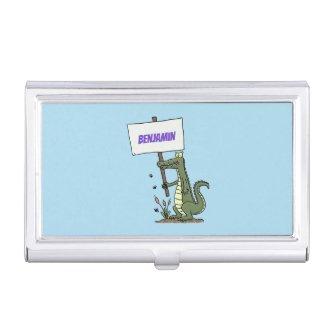 Funny crocodile aligator with sign cartoon  case