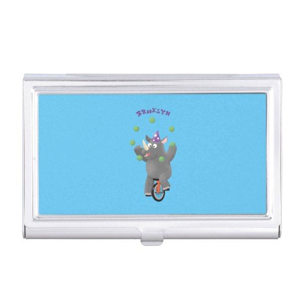 Funny cute rhino juggling on unicycle  case