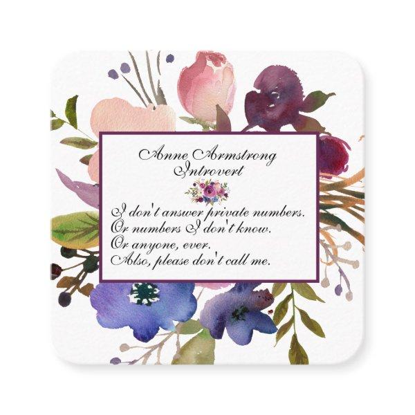 Funny Floral Introvert Square