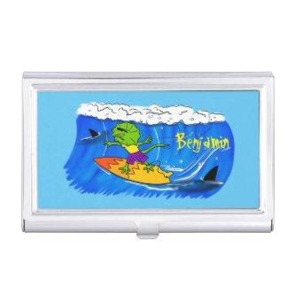 Funny frilled neck lizard surfing cartoon  case