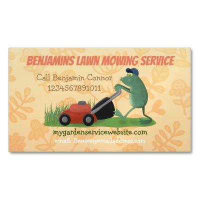 Funny frog cartoon lawn mowing gardening services  magnet
