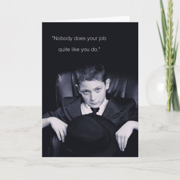Funny Get Well Soon For Coworker Boy In Suit Card