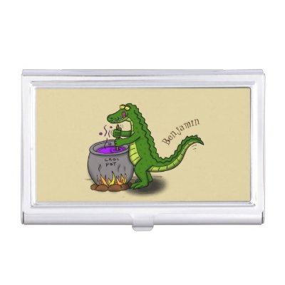 Funny green alligator cooking cartoon  case