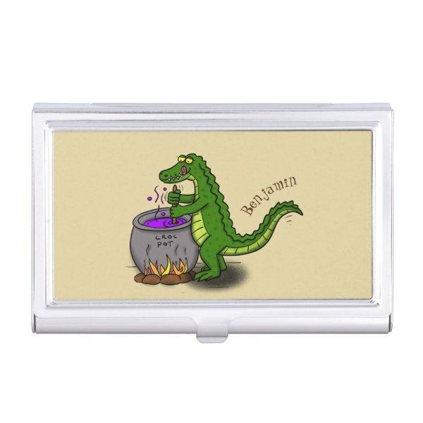 Funny green alligator cooking cartoon  case