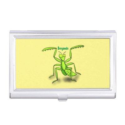 Funny green praying mantis cartoon illustration  case
