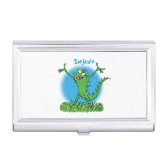 Funny green smiling animated iguana lizard  case