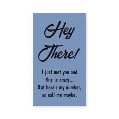 Funny Guys Here's My Number Call Me Maybe Dating  Calling Card