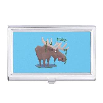 Funny happy moose cartoon illustration  case