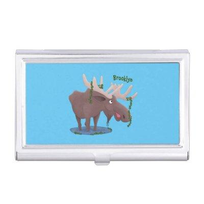 Funny happy moose cartoon illustration  case