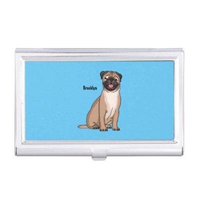 Funny happy pug dog cartoon illustration   case