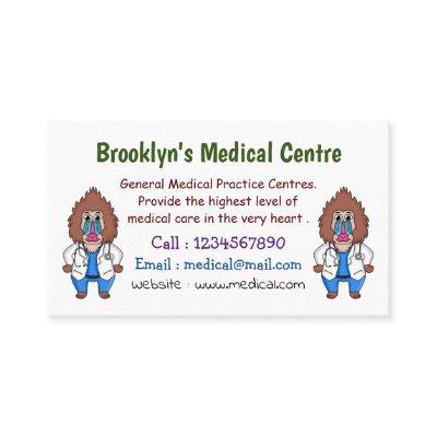 Funny mandrill doctor cartoon illustration