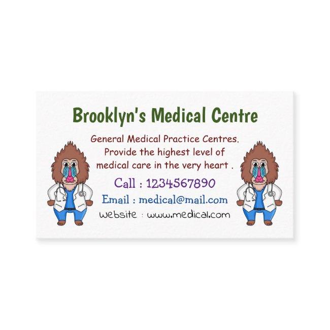 Funny mandrill doctor cartoon illustration