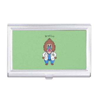 Funny mandrill doctor cartoon illustration  case