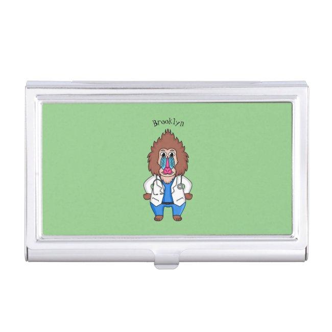 Funny mandrill doctor cartoon illustration case