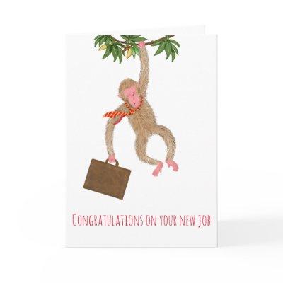 Funny monkey new job congratulations card