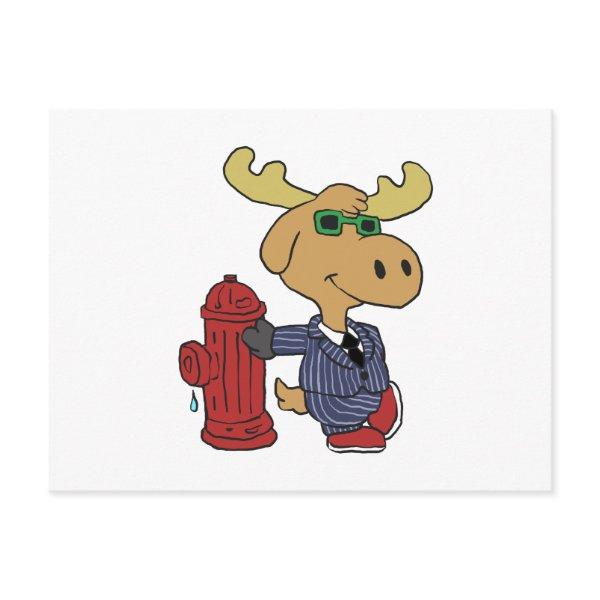 Funny Moose in blue suit | choose background color Postcard