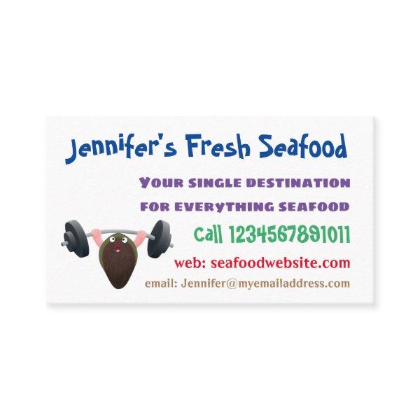 Funny mussel working out cartoon illustration