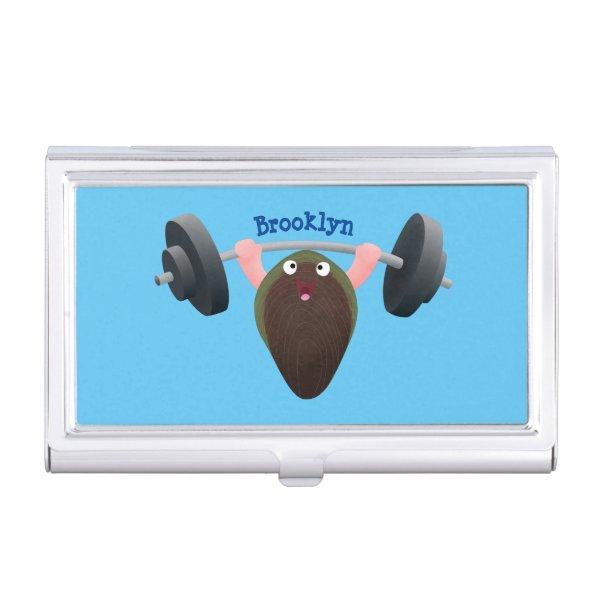 Funny mussel working out cartoon illustration  case