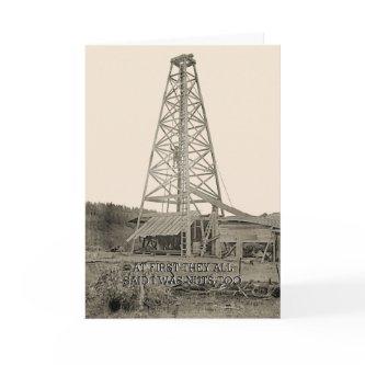 FUNNY NEW BUSINESS GOOD LUCK OIL WELL 1890 PHOTO CARD