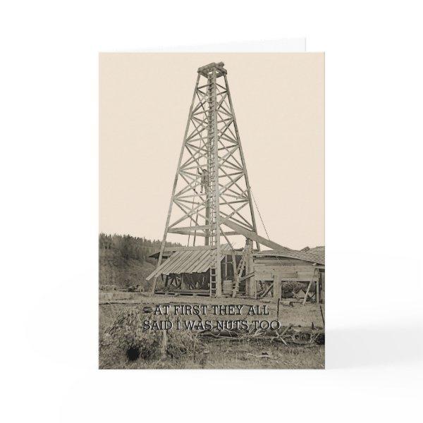 FUNNY NEW BUSINESS GOOD LUCK OIL WELL 1890 PHOTO CARD