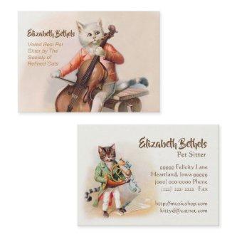 Funny Pet Sitter Card Cello-Playing Cat