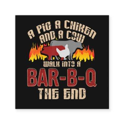 Funny Pig Chicken Cow Bar B Q Bbq Chef Cookie Cook Square