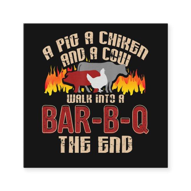 Funny Pig Chicken Cow Bar B Q Bbq Chef Cookie Cook Square
