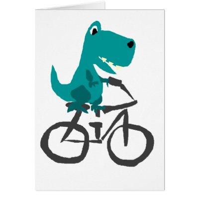 Funny T-rex Dinosaur Riding Bicycle Cartoon