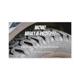 Funny tire fitter and wheel expert tuning business