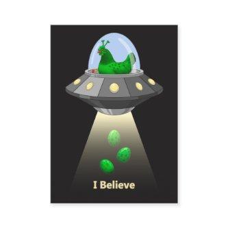 Funny UFO Green Chicken Egg Alien Abduction