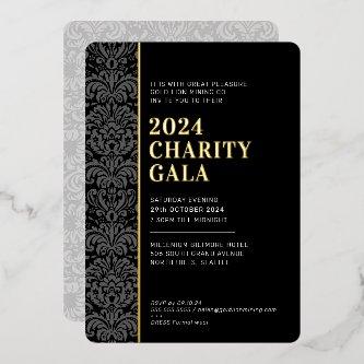 GALA BALL modern elegant event black tie gold  Foil Invitation