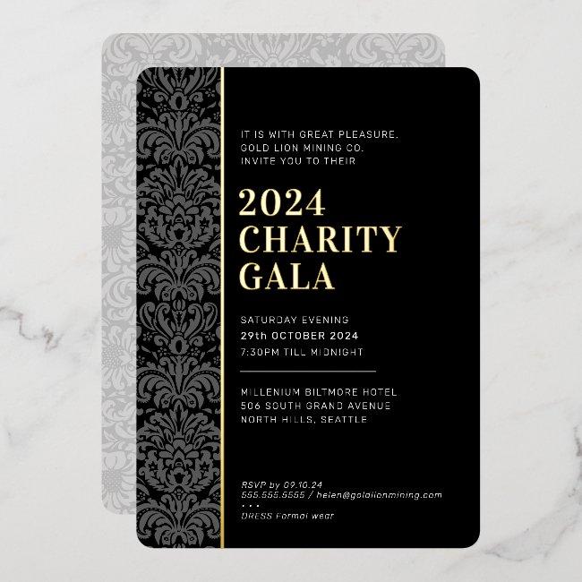 GALA BALL modern elegant event black tie gold Foil Invitation
