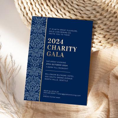 GALA BALL modern elegant event navy blue gold  Foil Invitation