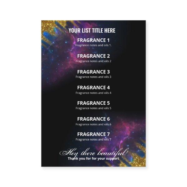 Galaxy Glitter Black And Gold Fragrance List Card