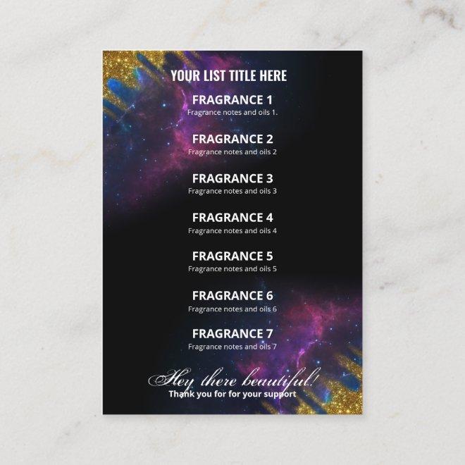 Galaxy Glitter Black And Gold Fragrance List Card