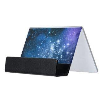 Galaxy Lovers Starry Space Blue Sky White Sparkles Desk  Holder