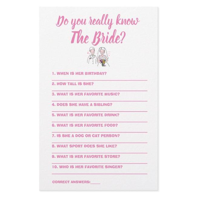 Game Card Do you really know The Bride Flyer
