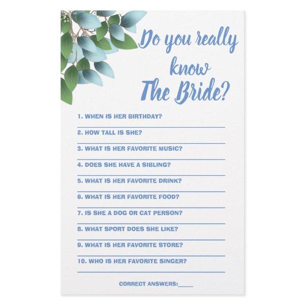 Game Card Do you really know The Bride  Flyer