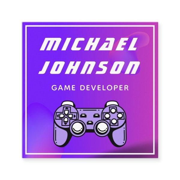 Game Developer Gamer Tester Futuristic Gaming Pink Square