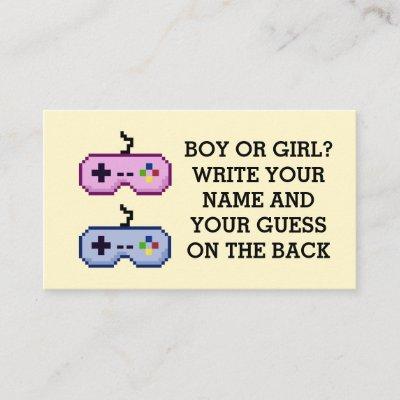 Gamer Gender Reveal Party Boy or Girl Guess Cards