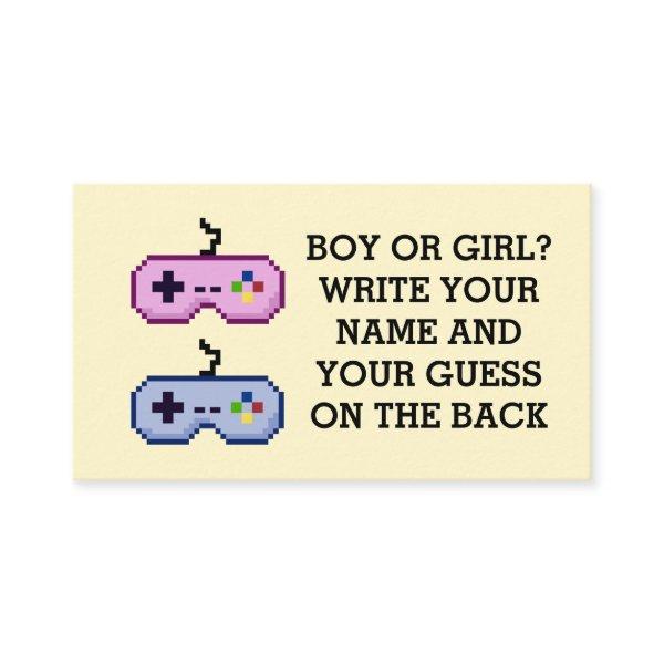 Gamer Gender Reveal Party Boy or Girl Guess Cards