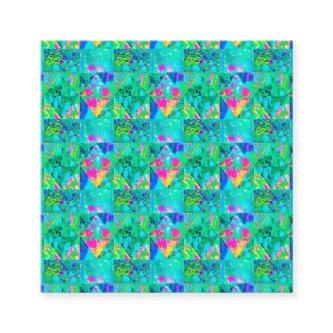 Garden Quilt Painting with Hydrangea and Blues Square