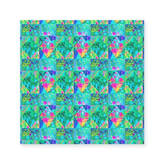 Garden Quilt Painting with Hydrangea and Blues Square