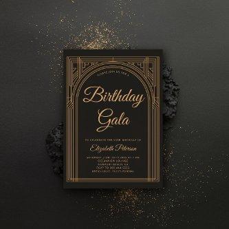 Gatsby Art Deco Roaring 20s Elegant Gold Birthday Invitation